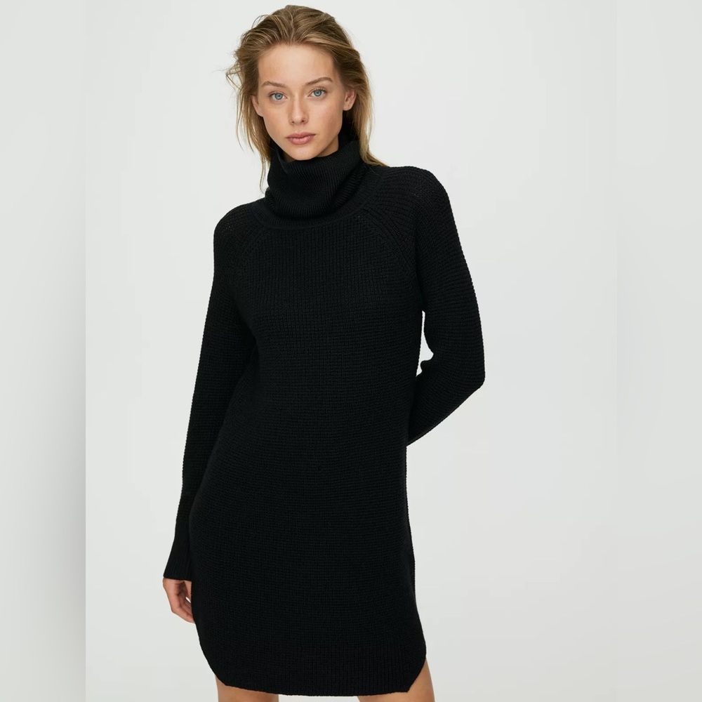 Aritzia Bianca Knit Turtleneck Sweater Dress, Black, Size small, BNWT